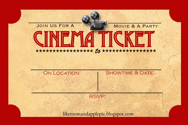 Blank Movie Ticket Invitation Template - FREE DOWNLOAD - Aashe