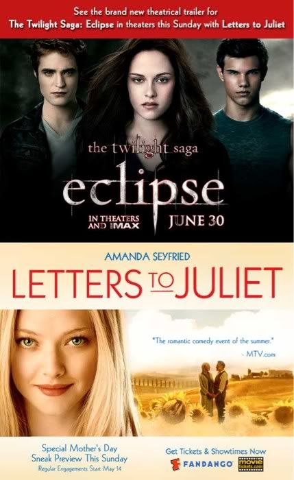ECLIPSE TRAILER POSTER SHOWING IT TO BEFORE LETTERS TO JUSLIET POST 5/7/10
