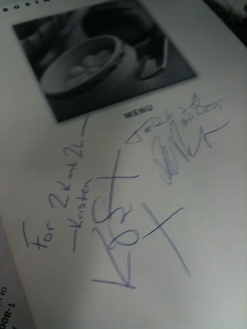 ROB AND KRIS AUTOGRAPH FROM THE BRAZIL FLIGHT NOV 5, 2010