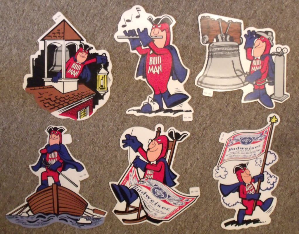Bud Man Stickers Complete Set Of 6 "1976" Bicentennial Budweiser