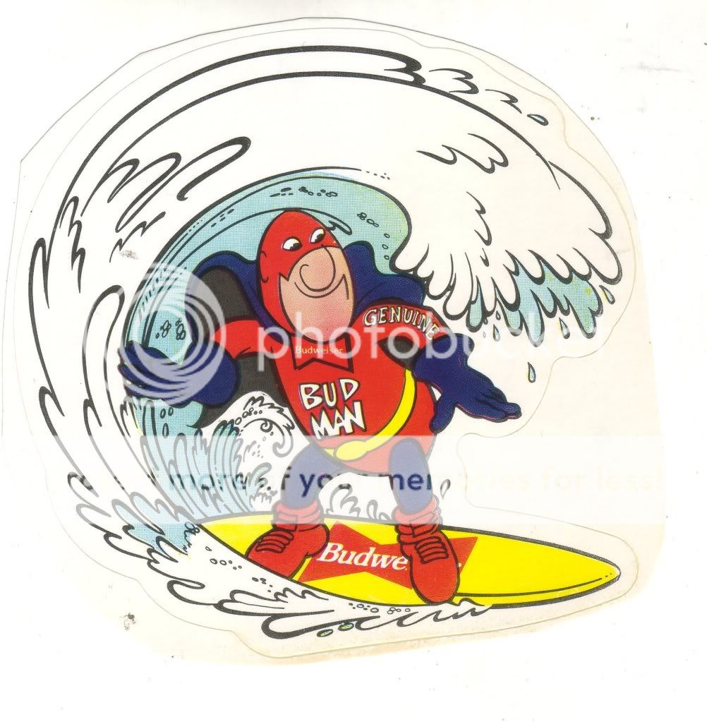 Budweiser Bud Man Budman Surfer Sticker  