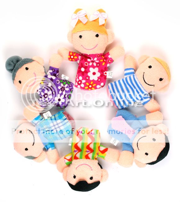 6tlg. Familie Fingerpuppen Finger Puppe Puppentheater Handpuppe